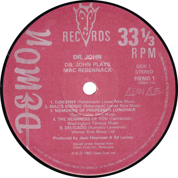 Dr. John : Dr. John Plays Mac Rebennack (LP, Album)