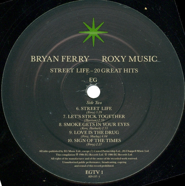 Bryan Ferry / Roxy Music : Street Life - 20 Great Hits (2xLP, Comp, RM, Gat)