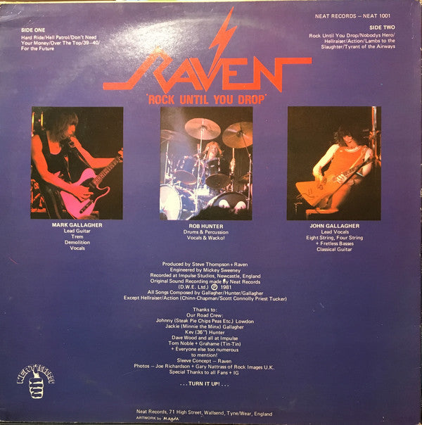 Raven (6) : Rock Until You Drop (LP, Album, Sil)