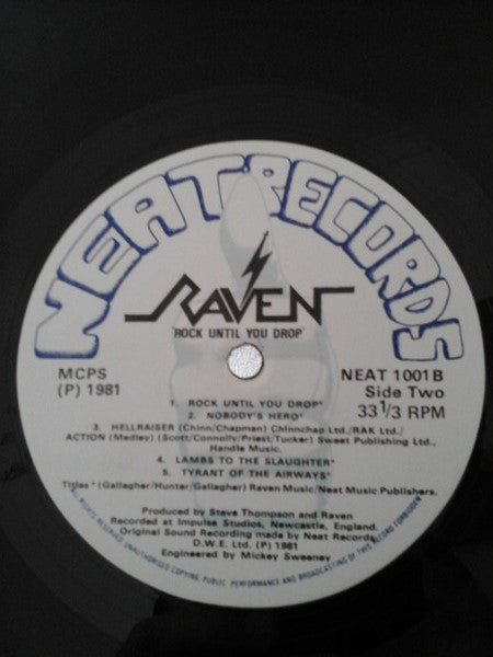 Raven (6) : Rock Until You Drop (LP, Album, Sil)