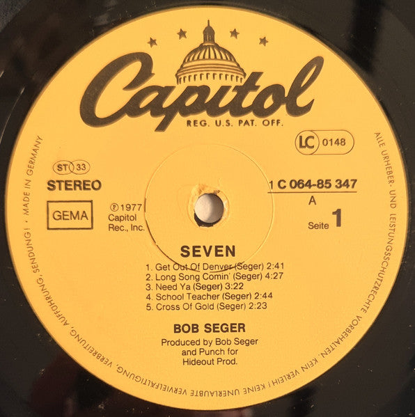 Bob Seger : Seven (LP, Album, RE)