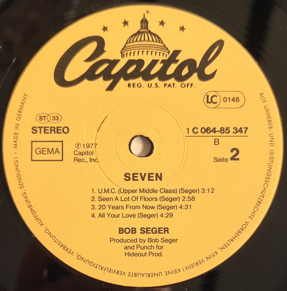 Bob Seger : Seven (LP, Album, RE)
