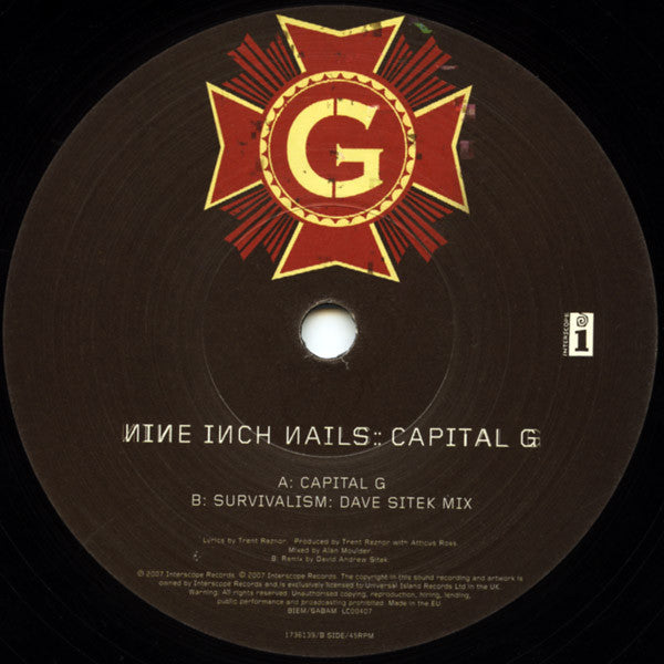 Nine Inch Nails : Capital G (9", Single, Ltd)