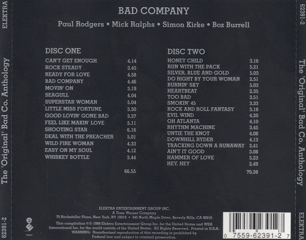 Bad Company (3) : The 'Original' Bad Company Anthology (2xCD, Album, Comp)