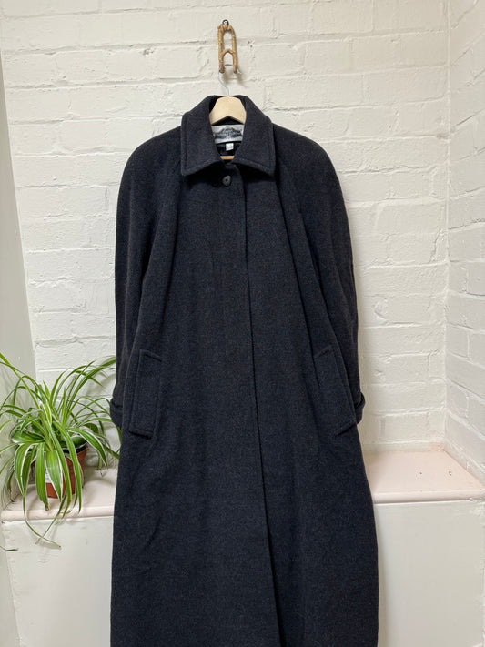 Long Wool Trench Coat Black