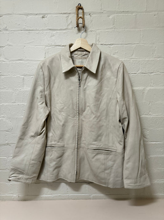 Marks & Spencer’s Leather Jacket Cream