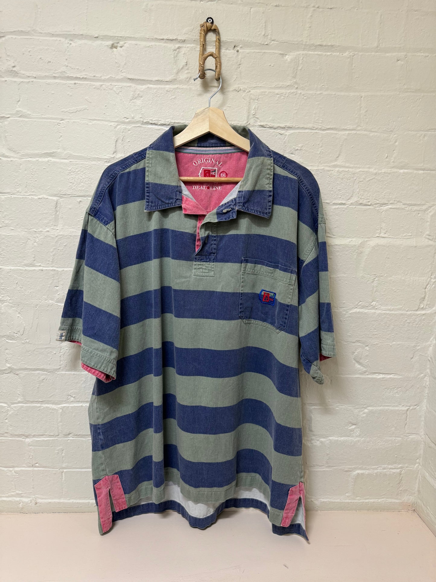 Green & Blue Striped Original Deadline Polo