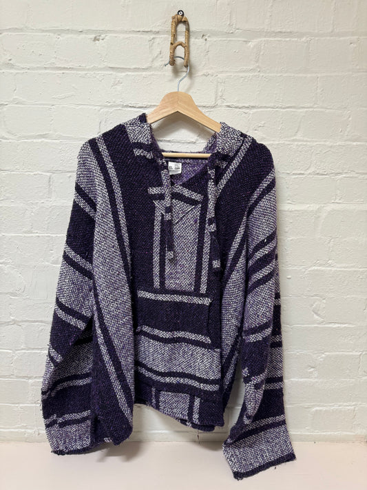 Purple Knitted Pullover Hoodie