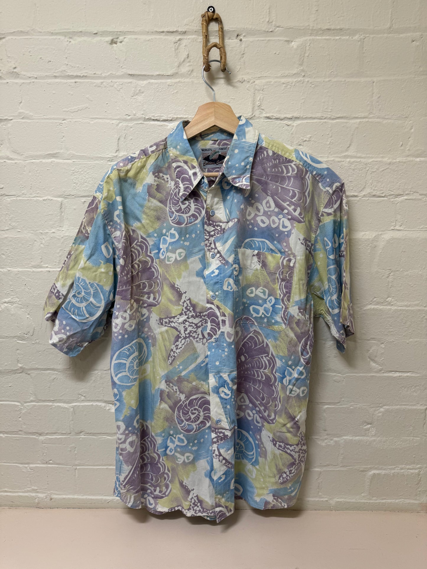 SKY BLUE SHELL PRINT SHIRT