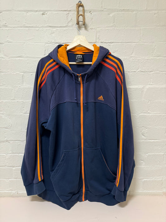 OVERSIZED ADIDAS ZIP HOODY NAVY/ORANGE
