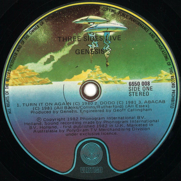 Genesis : Three Sides Live (2xLP, Album, Gat)