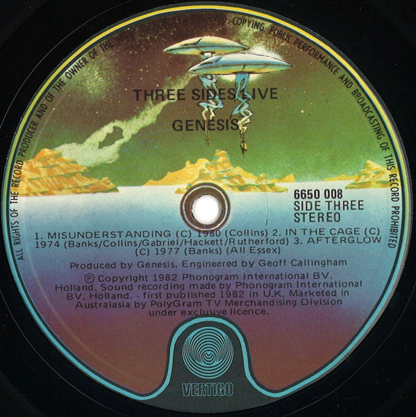 Genesis : Three Sides Live (2xLP, Album, Gat)
