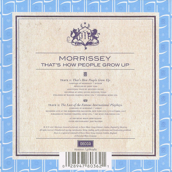 Morrissey : That's How People Grow Up (CD, Single)