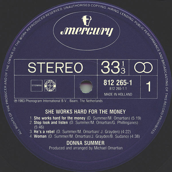 Donna Summer : She Works Hard For The Money (LP, Album)