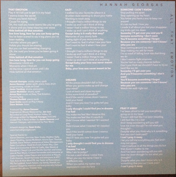 Hannah Georgas : All That Emotion (LP, Album)