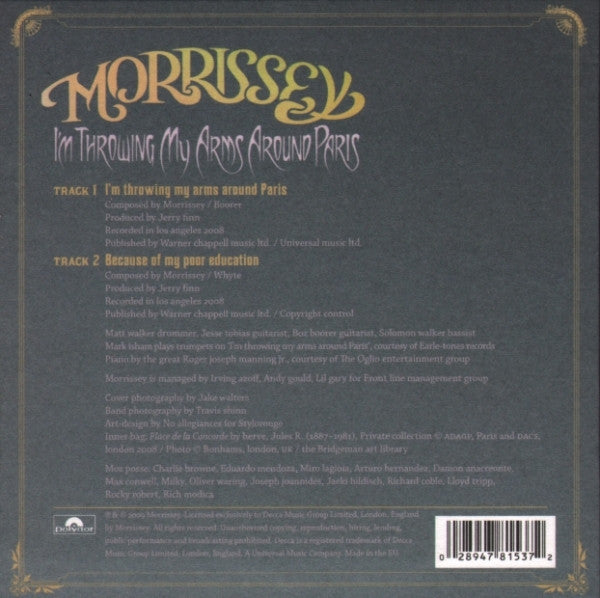 Morrissey : I'm Throwing My Arms Around Paris (CD, Single, CD1)
