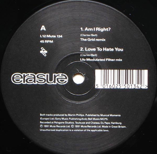 Erasure : Am I Right? (12", EP, Single, Ltd)