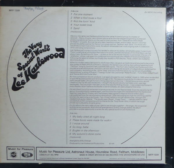 Lee Hazlewood : The Very Special World Of Lee Hazlewood (LP, Album, RE)