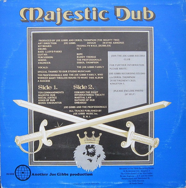 Joe Gibbs & The Professionals : Majestic Dub (LP, Album)