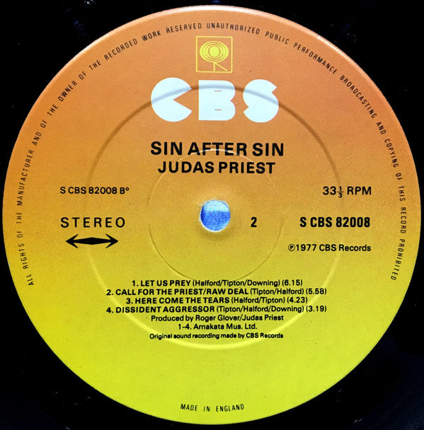 Judas Priest : Sin After Sin (LP, Album)