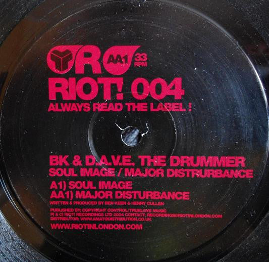 BK & D.A.V.E. The Drummer : Soul Image / Major Disturbance (12")