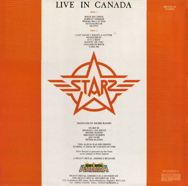 Starz (2) : Live In Canada (LP)
